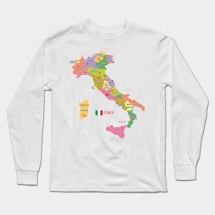 Administrative map of Italy Long Sleeve T-Shirt